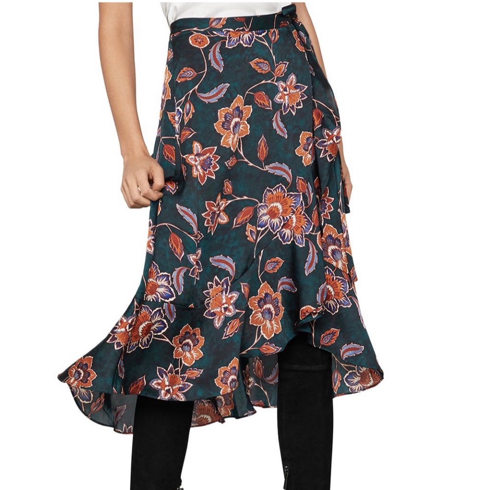BCBGMAXAZRIA Floral Midi Wrap Skirt